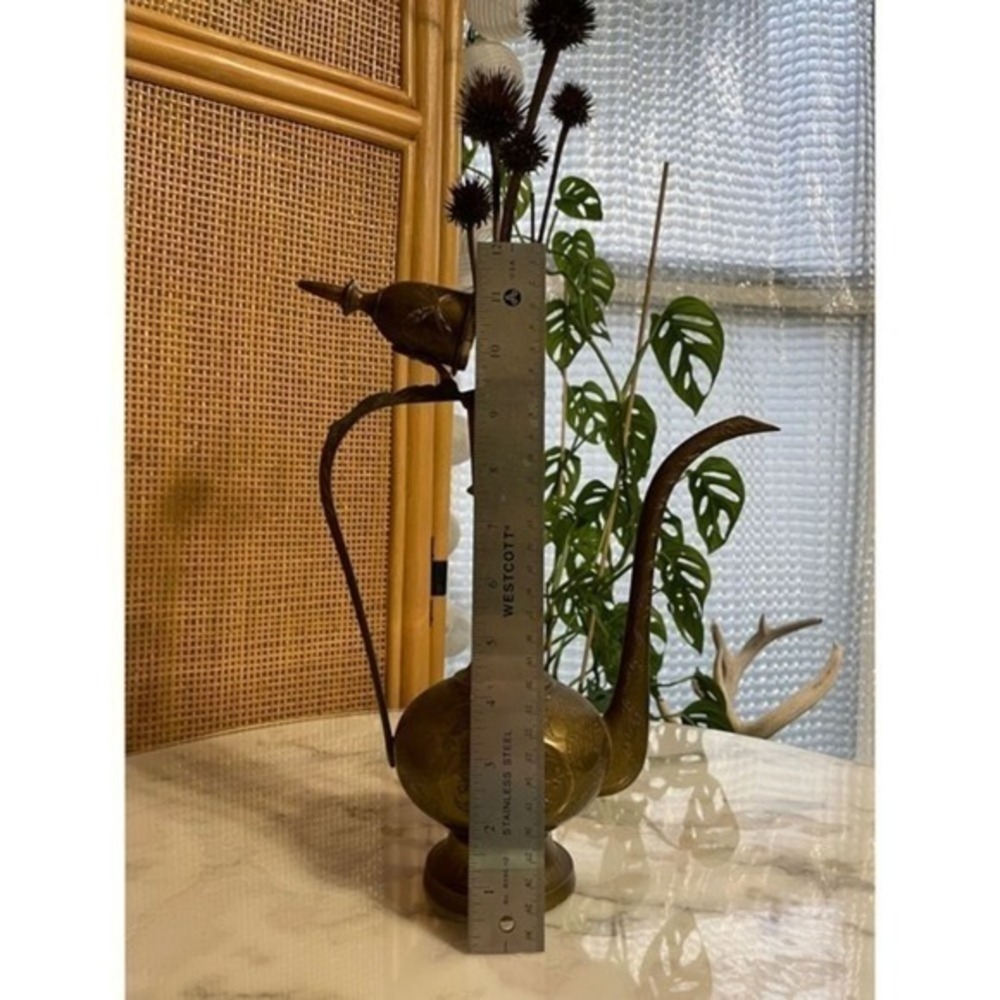 Vintage Etched Brass Aftaba function Teapot India brass Decorative Pitcher vase - Picture 11 of 16